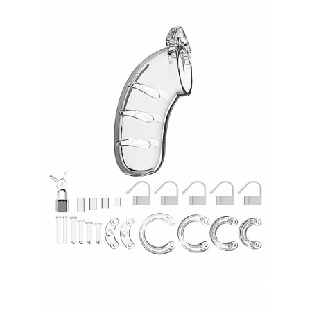 Klatka erekcyjna Model 03 Chastity - trójelementowa, przezroczysta konstrukcja z poliwęglanu, długość 11,43 cm - 3