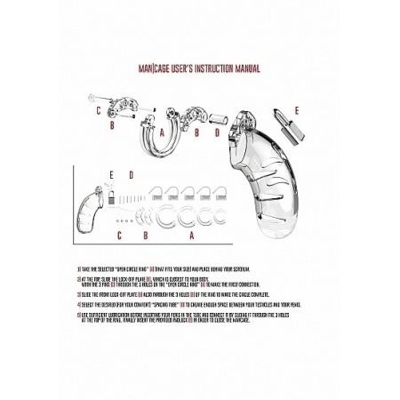 Klatka erekcyjna Model 03 Chastity - trójelementowa, przezroczysta konstrukcja z poliwęglanu, długość 11,43 cm - 4