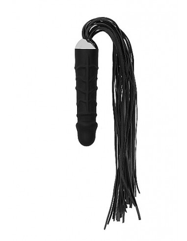 Pejcz do klapsów Black Whip with Realistic Silicone Dildo - Black - Baty, pejcze i packi - 1