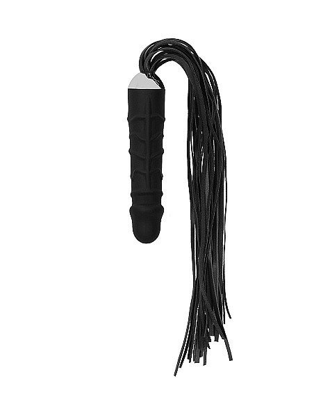Pejcz do klapsów Black Whip with Realistic Silicone Dildo - Black - Baty, pejcze i packi - 1