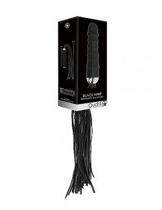 Pejcz do klapsów Black Whip with Realistic Silicone Dildo - Black - Baty, pejcze i packi - 1 2