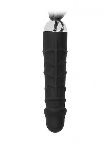 Pejcz do klapsów Black Whip with Realistic Silicone Dildo - Black - Baty, pejcze i packi - 3
