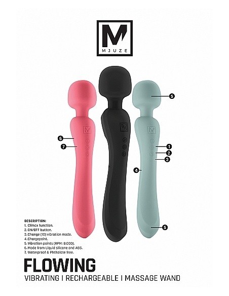 Masażer wand Flowing Pink - Wibratory Magic Wand - 5