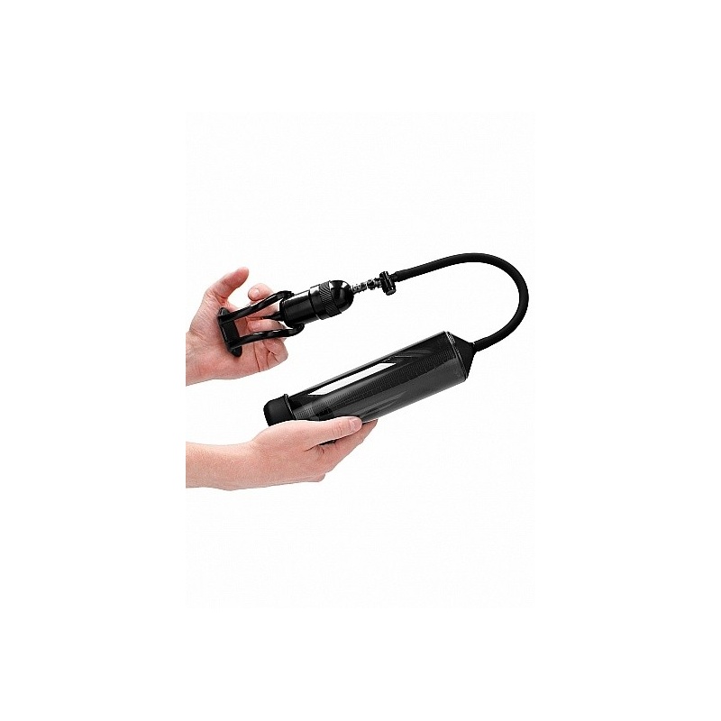 Pompa próżniowa do penisa Deluxe Beginner Pump Black - manualna, z uchwytem palcowym i zaworem szybkiego spustu, cylinder 23 × 6 - 12