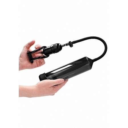 Pompa próżniowa do penisa Deluxe Beginner Pump Black - manualna, z uchwytem palcowym i zaworem szybkiego spustu, cylinder 23 × 6 - 12