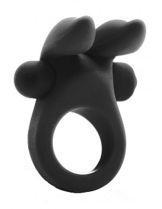 Pierścien erekcyjny wibrujący Bunny with Stimulating Ears- Czarny - Pierścienie erekcyjne wibrujące - 1