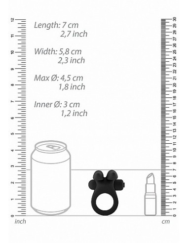 Pierścien erekcyjny wibrujący Bunny with Stimulating Ears- Czarny - Pierścienie erekcyjne wibrujące - 3