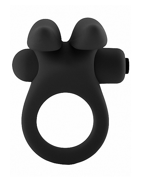 Pierścien erekcyjny wibrujący Bunny with Stimulating Ears- Czarny - Pierścienie erekcyjne wibrujące - 4