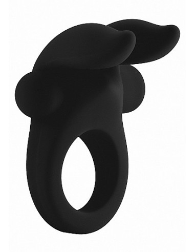 Pierścien erekcyjny wibrujący Bunny with Stimulating Ears- Czarny - Pierścienie erekcyjne wibrujące - 5