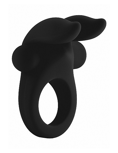 Pierścien erekcyjny wibrujący Bunny with Stimulating Ears- Czarny - Pierścienie erekcyjne wibrujące - 5