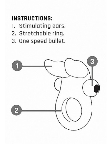 Pierścien erekcyjny wibrujący Bunny with Stimulating Ears- Czarny - Pierścienie erekcyjne wibrujące - 11