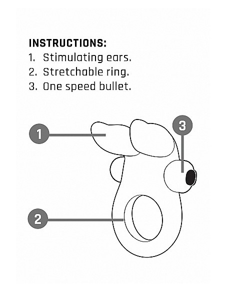 Pierścien erekcyjny wibrujący Bunny with Stimulating Ears- Czarny - Pierścienie erekcyjne wibrujące - 11