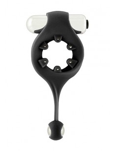 Pierścien erekcyjny wibrujący Infinity with Dangling Ball - Czarny - Pierścienie erekcyjne wibrujące - 1