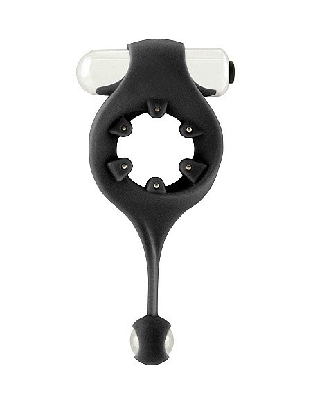 Pierścien erekcyjny wibrujący Infinity with Dangling Ball - Czarny - Pierścienie erekcyjne wibrujące - 1