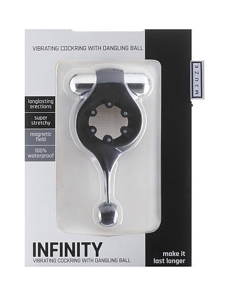 Pierścien erekcyjny wibrujący Infinity with Dangling Ball - Czarny - Pierścienie erekcyjne wibrujące - 2