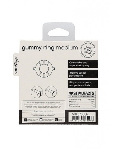 Pierścień na Penisa na penisa Gummy Ring - Medium - Black - Pierścienie erekcyjne niewibrujące - 3