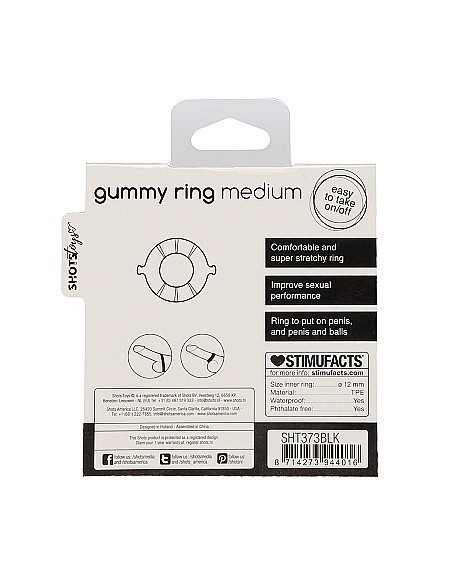 Pierścień na Penisa na penisa Gummy Ring - Medium - Black - Pierścienie erekcyjne niewibrujące - 3