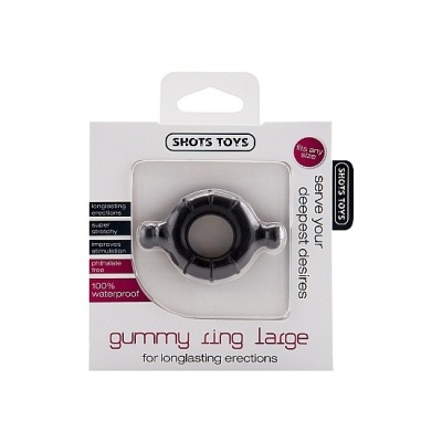 Pierścień erekcyjny Gummy Ring Large Black - elastyczny TPE, średnica wewnętrzna 1,7 cm - 1 2