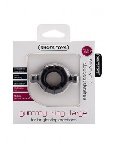 Pierścień na Penisa na penisa Gummy Ring - Large - Black - Pierścienie erekcyjne niewibrujące - 1 2