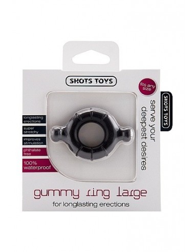 Pierścień na Penisa na penisa Gummy Ring - Large - Black - Pierścienie erekcyjne niewibrujące - 2