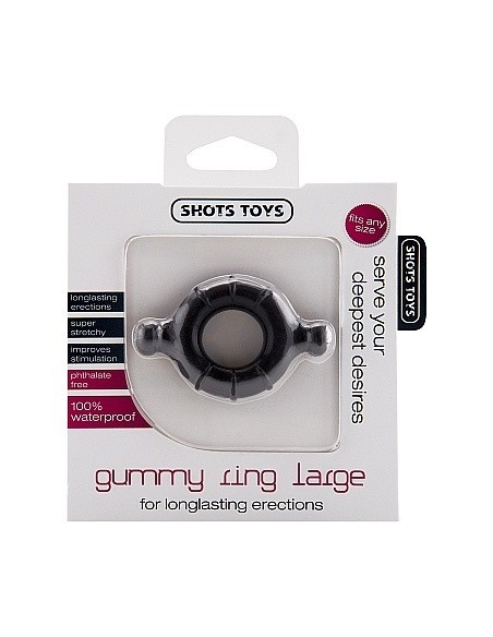 Pierścień na Penisa na penisa Gummy Ring - Large - Black - Pierścienie erekcyjne niewibrujące - 2