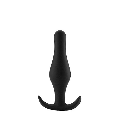 Korek analny z uchwytem Butt Plug with Handle Small Black - silikon medyczny, dł. 9,5 cm, maks. śred. 2,8 cm - 1