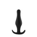 Korek analny z uchwytem Butt Plug with Handle Small Black - silikon medyczny, dł. 9,5 cm, maks. śred. 2,8 cm - 1