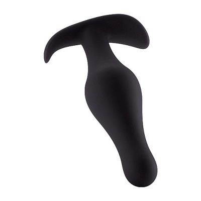 Korek analny z uchwytem Butt Plug with Handle Small Black - silikon medyczny, dł. 9,5 cm, maks. śred. 2,8 cm - 1 2