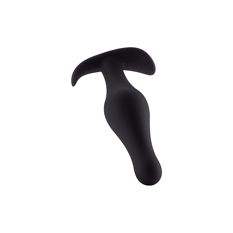 Korek analny z uchwytem Butt Plug with Handle Small Black - silikon medyczny, dł. 9,5 cm, maks. śred. 2,8 cm - 2