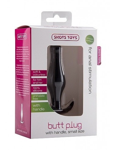 Korek analny zatyczka Butt Plug with Handle - Small - Black - Korki analne silikonowe - 4