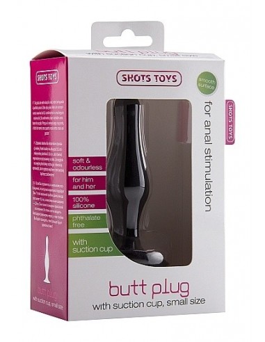 Korek analny zatyczka Butt Plug with Suction Cup - Small - Black - Korki analne silikonowe - 3