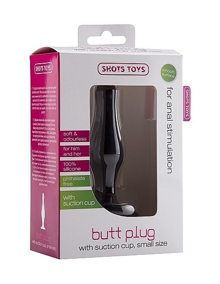 Korek analny zatyczka Butt Plug with Suction Cup - Small - Black - Korki analne silikonowe - 3