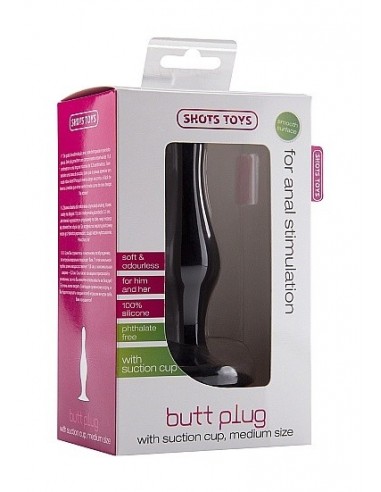 Korek analny zatyczka Butt Plug with Suction Cup - Medium - Black - Korki analne silikonowe - 3