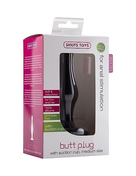Korek analny zatyczka Butt Plug with Suction Cup - Medium - Black - Korki analne silikonowe - 3
