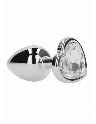 Butt Plug Love Heart Diamond Plug - 2.75 Inch - Silver - Korki analne stalowe - 5