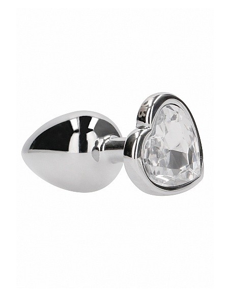 Butt Plug Love Heart Diamond Plug - 2.75 Inch - Silver - Korki analne stalowe - 5