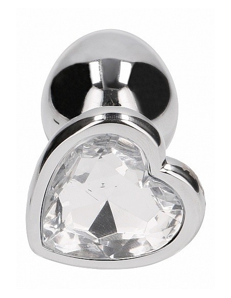 Butt Plug Love Heart Diamond Plug - 2.75 Inch - Silver - Korki analne stalowe - 7