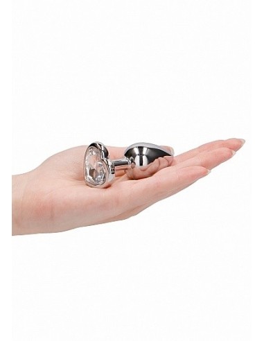 Butt Plug Love Heart Diamond Plug - 2.75 Inch - Silver - Korki analne stalowe - 9