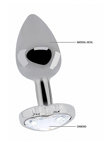 Butt Plug Love Heart Diamond Plug - 2.75 Inch - Silver - Korki analne stalowe - 11