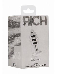 Stymulujący korek analny z diamentem - 2.75 Inch - Silver - Korki analne stalowe - 1 2