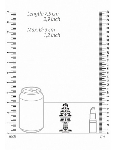 Stymulujący korek analny z diamentem - 2.75 Inch - Silver - Korki analne stalowe - 3