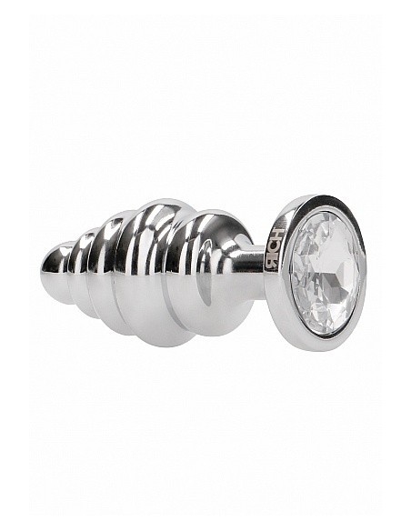 Stymulujący korek analny z diamentem - 2.75 Inch - Silver - Korki analne stalowe - 5