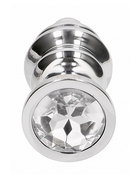 Stymulujący korek analny z diamentem - 2.75 Inch - Silver - Korki analne stalowe - 7