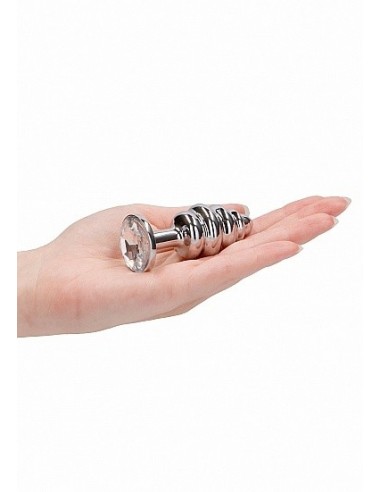 Stymulujący korek analny z diamentem - 2.75 Inch - Silver - Korki analne stalowe - 9