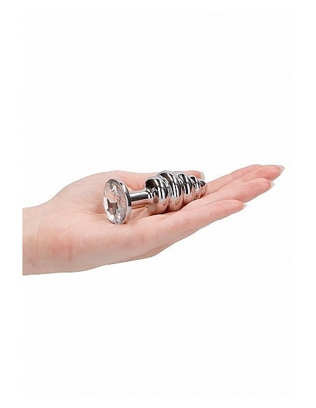 Stymulujący korek analny z diamentem - 2.75 Inch - Silver - Korki analne stalowe - 9