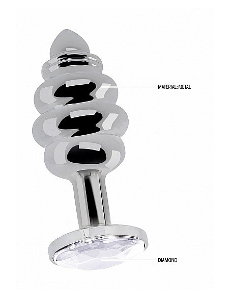 Stymulujący korek analny z diamentem - 2.75 Inch - Silver - Korki analne stalowe - 11
