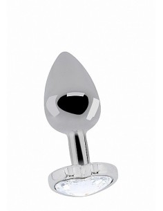 Butt Plug Love Heart Diamond Plug - 3.15 Inch - Silver - Korki analne stalowe - 1