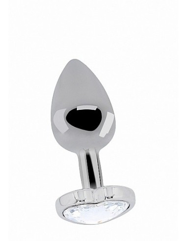 Butt Plug Love Heart Diamond Plug - 3.15 Inch - Silver - Korki analne stalowe - 1