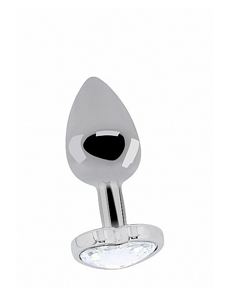 Butt Plug Love Heart Diamond Plug - 3.15 Inch - Silver - Korki analne stalowe - 1