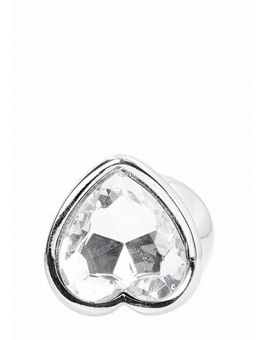 Butt Plug Love Heart Diamond Plug - 3.15 Inch - Silver - Korki analne stalowe - 2